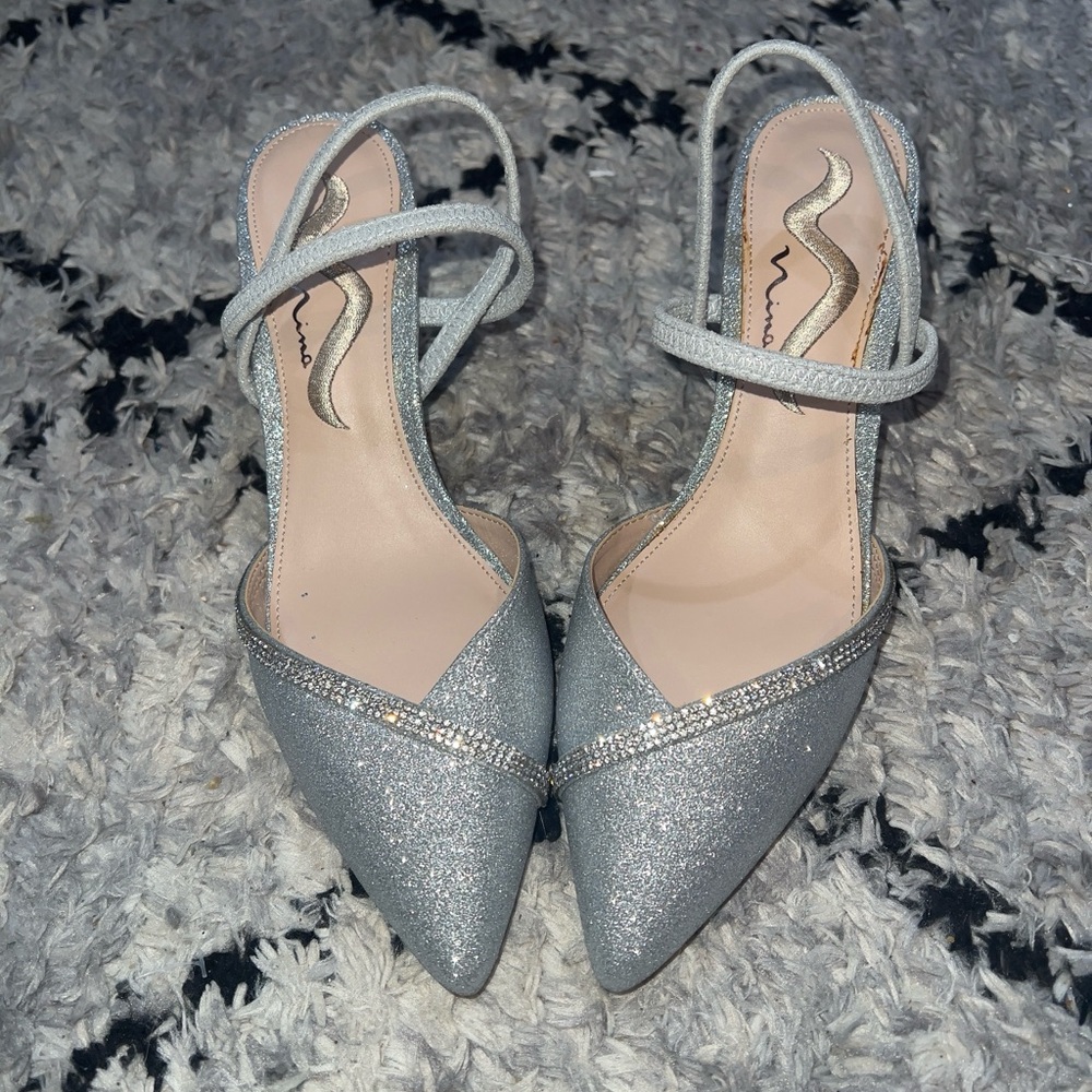 Nina Billie Silver Glitter Heels